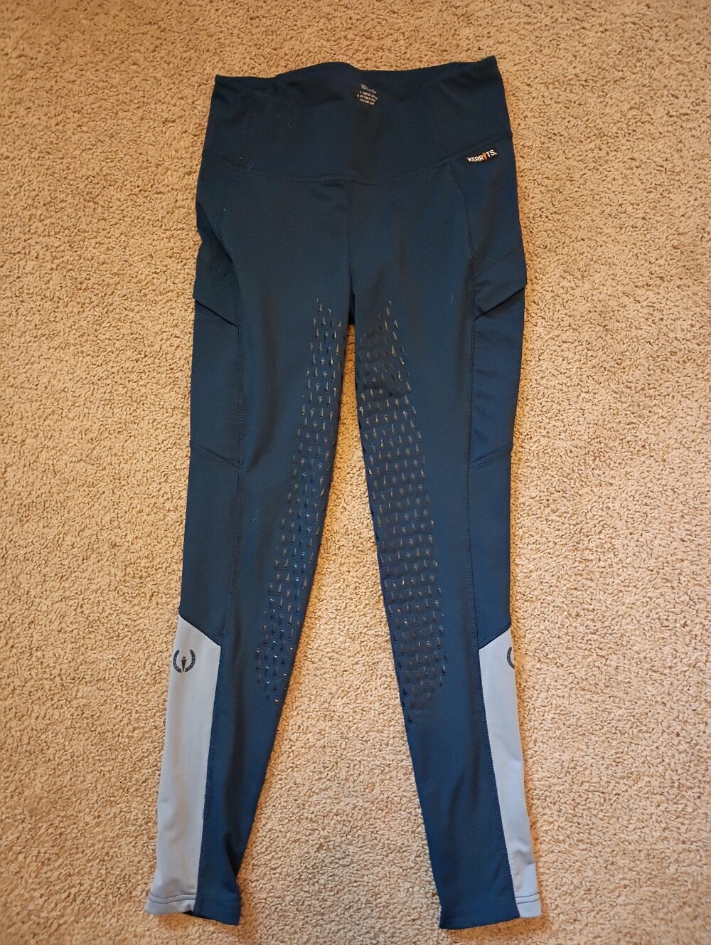 Navy Blue And Gray Athletic Grip Tights